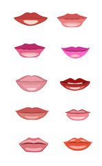 Vector set of lips of different shape