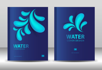 Cover design template vector for water Business, Annual report, brochure flyer template, advertisement, magazine ads, book, catalog, vector layout in A4 size, Drop water on white background