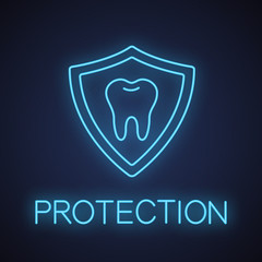 Teeth protection neon light icon