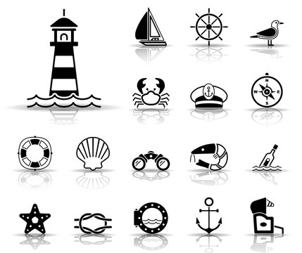Meer und K&uuml;ste - Iconset (Schwarz)