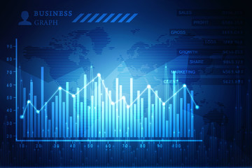 2d rendering Stock market online business concept. business Graph 