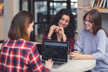 Smiling women with laptop