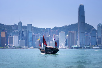 Naklejka premium Hong Kong travel scene city skyline.