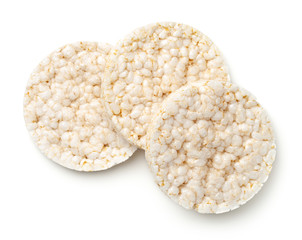 Puffed Rice Bread Isolated on White Background