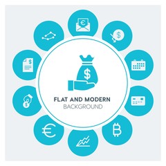 business, money, charts Infographic Circle fill Icons Set. Contains such Icons as  business,  website,  elements,  background,  pattern,  illustration,  banner and more. Fully Editable. Pixel Perfect
