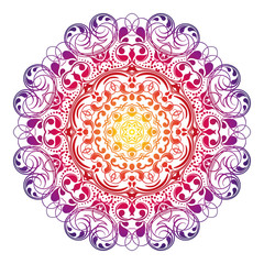 Beautiful rainbow mandala, lace. Mandala vector background white. Ethnic round ornament. EPS 10.