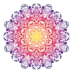 Beautiful rainbow mandala, lace. Mandala vector background white. Ethnic round ornament. EPS 10.