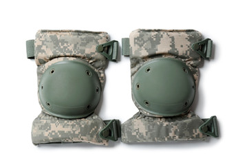 Military knee pads on white background