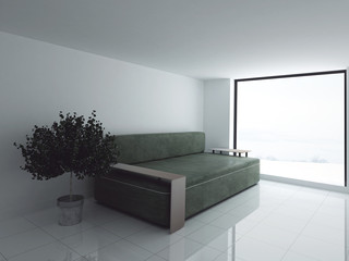 sofa in the room, 3d