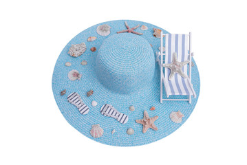 Toy chaise longue on sea hat.