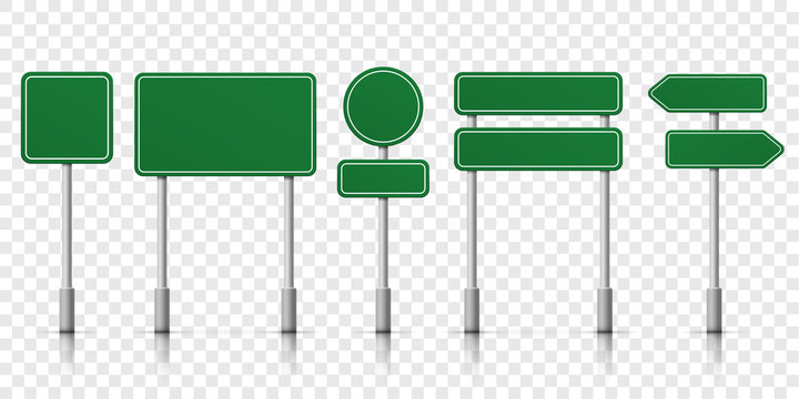 Naklejki Road signs green vector template icons