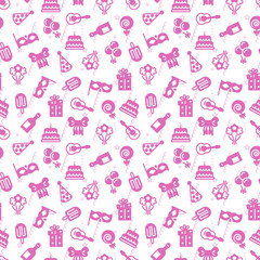 Cute pink party, event, birthday seamless pattern design