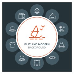 clothes, shopping, travel Infographic Circle outline Icons Set. Contains such Icons as  business,  website,  elements,  background,  pattern,  illustration, hat and more. Fully Editable. Pixel Perfect