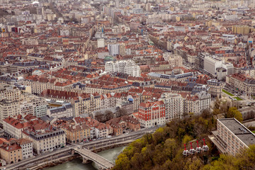 city Grenoble panoramic view from the Bastille France Europe