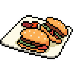 Fototapeta premium vector pixel art burger dish