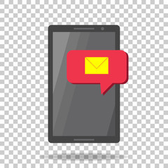 Vector icon mobile phone sms. A new notification message. Email Notification
