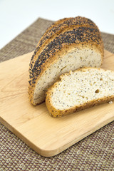 bread on sackcloth and rustic
