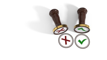 Concept for approval and rejection selection, 3d rendering