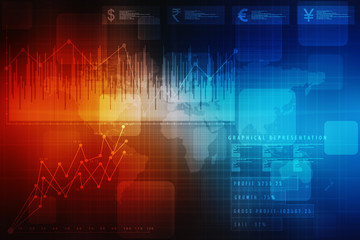 2d rendering Stock market online business concept. business Graph 