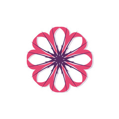 Abstract element in the form of a stylized flower. A template for creating a plant type logotype. Eco style icon. Round dynamic simple element.
