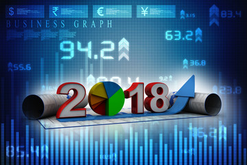 Fototapeta premium Happy New Year 2018 with arrow concept, 3D rendering