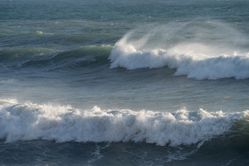 Waves breaking on the coast
