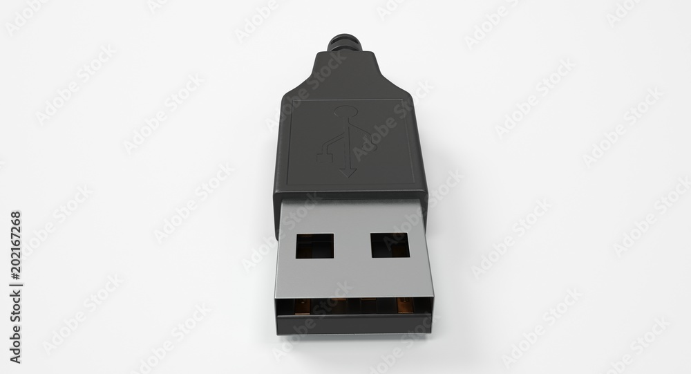 Aufkleber 3d rendering - set of power usb cables with micro-b, type-c and lightning connectors isolated on whi