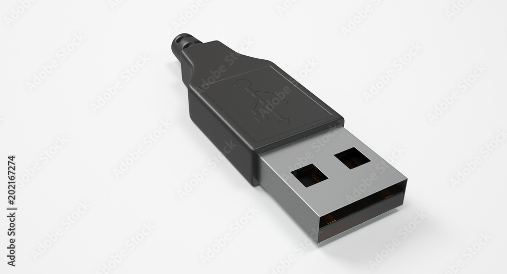Poster 3d rendering - set of power usb cables with micro-b, type-c and lightning connectors isolated on whi