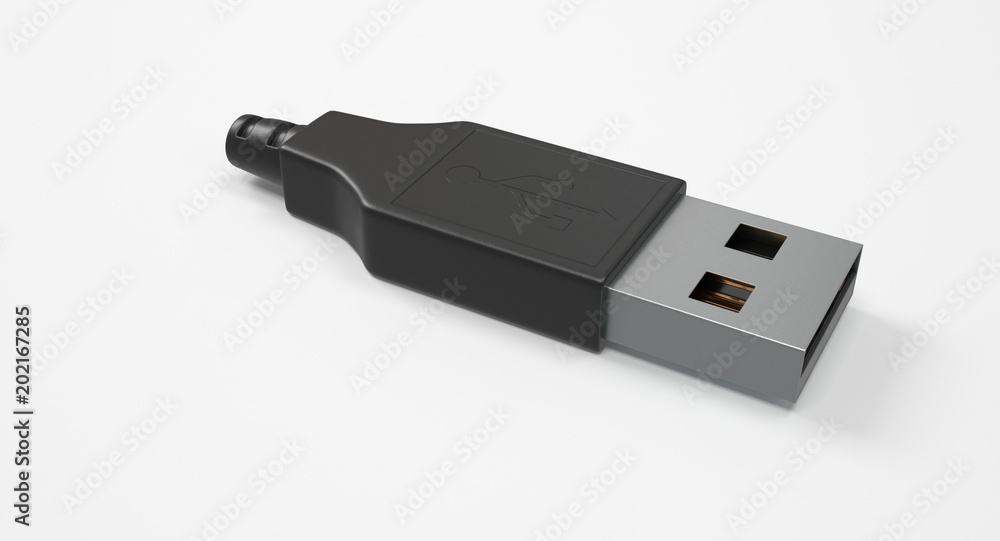 Aufkleber 3d rendering - set of power usb cables with micro-b, type-c and lightning connectors isolated on whi