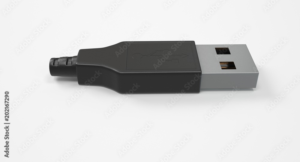Aufkleber 3d rendering - set of power usb cables with micro-b, type-c and lightning connectors isolated on whi