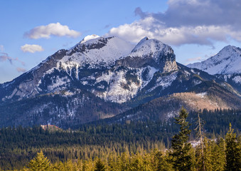 View towards Hawran Peak in Tatra Mountains in Slovakia