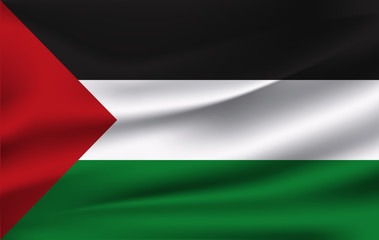 Fototapeta premium Vector image of the State of Palestine waving flag