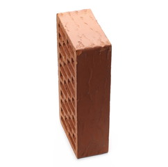 Perforated red brick isolated on white background