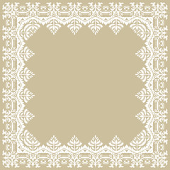 Classic square white frame with arabesques and orient elements. Abstract ornament with place for text. Vintage pattern