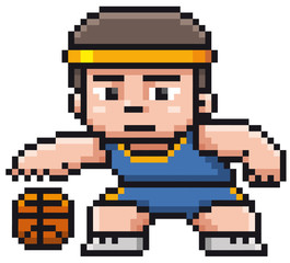 Naklejka premium Vector illustration of Cartoon Basketball player - Pixel design