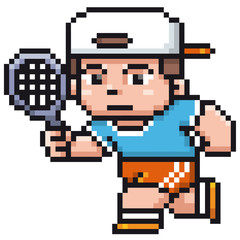 Fototapeta premium Vector illustration of Cartoon Tennis player - Pixel design