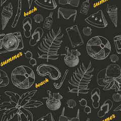 Summer seamless psttern with beach elements