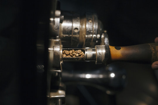 Vintage Coffee Beans Sample Roaster in Action