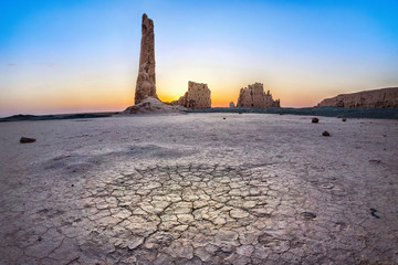 Ruins of Djanpik qala fortress situated Kyzylkum desert in Karakalpakstan region of Uzbekistan