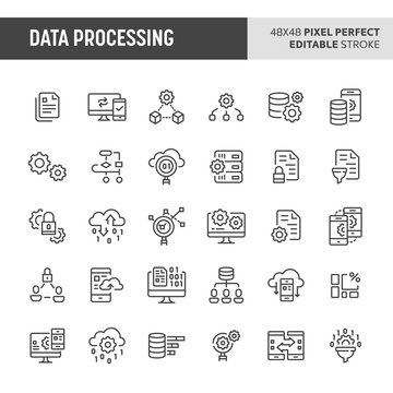 Data Processing Vector Icon Set