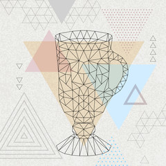 Fototapeta na wymiar Abstract polygonal tirangle cocktail irish coffee. Hipster cocktail menu