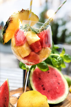 Fresh fruit cocktail in summer