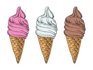 Set of ice cream in sketch style
