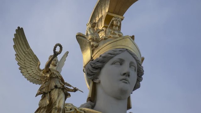 Goddess Athena and Goddess Nike sculptures