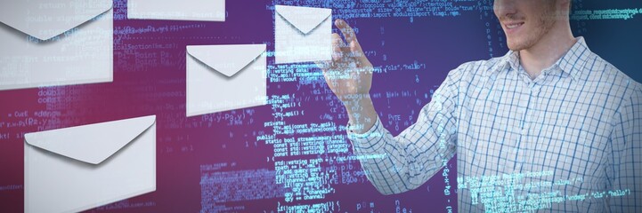 Composite image of businessman presenting