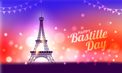 Fototapeta na wymiar Happy Bastille Day celebration background.