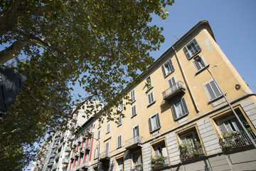 Milan (Italy): typical old residential building