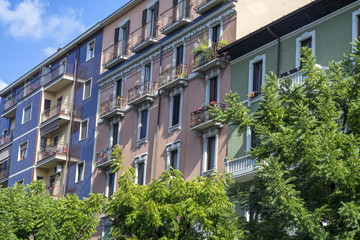 Obraz na płótnie Canvas Old residential buildings in Milan, Italy