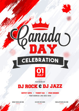 Canada Day celebration flyer, banner or invitation card design.
