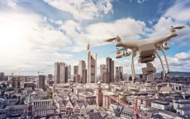 Drone over Frankurt Skyline